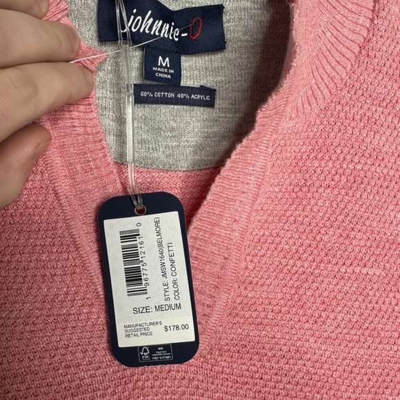 johnnie-O Belmore Sweater Confetti Cotton Blend Men's Size Medium JMSW1640 NWT - Picture 3 of 3